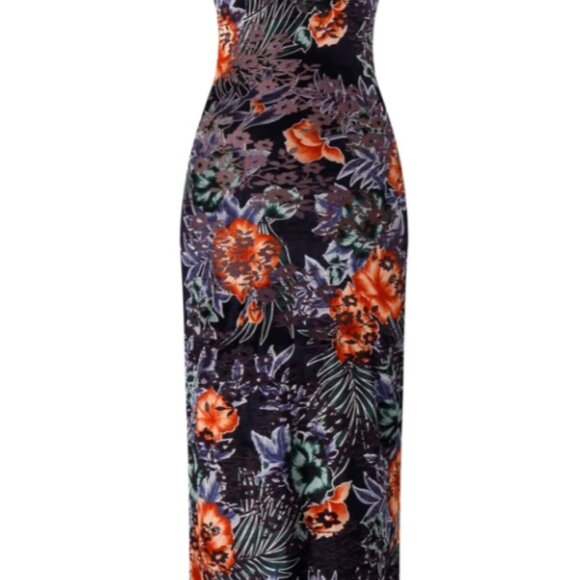 Rocky Stretch Burnout Velvet Floral Dress With Spaghetti Straps - Picture 3 of 3